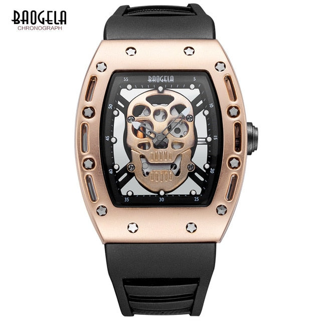 BAOGELA New Skull Men Watches Military Silicone Brand Pirate Hollow Watch Men Luminous Sports Wristwatch Relogio Masculino
