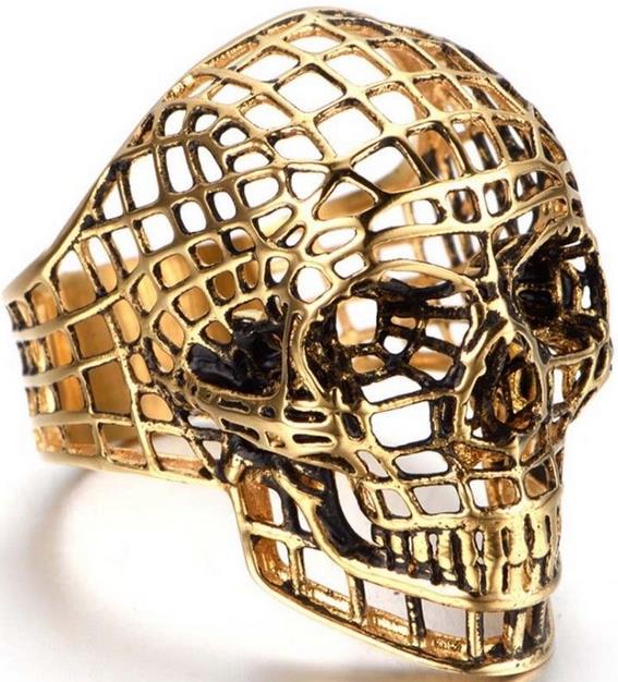Hiphop Cool Men's Gothic Carving Ring Stainless Steel High Quality cross Skull ring Jewelry For man free shipping