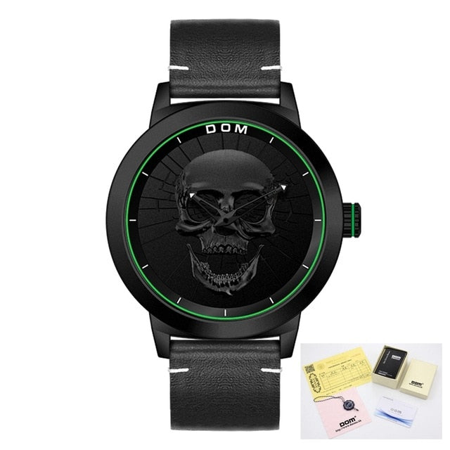 Men's Watch DOM Cool Bone Luxury Brand M-1231 Creative Clock Black Male Watch Skull Style Quartz Men Watches relogio masculino