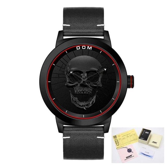 Men's Watch DOM Cool Bone Luxury Brand M-1231 Creative Clock Black Male Watch Skull Style Quartz Men Watches relogio masculino
