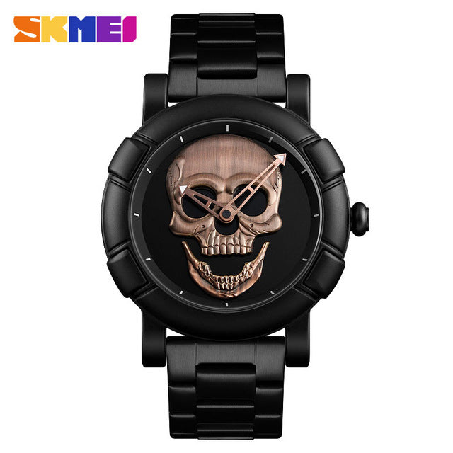 SKMEI 2018 Skull Quartz Men's Watch Men Creativity Watches Stainless Steel Male Water Resistant Wristwatch Relogio Masculino9178