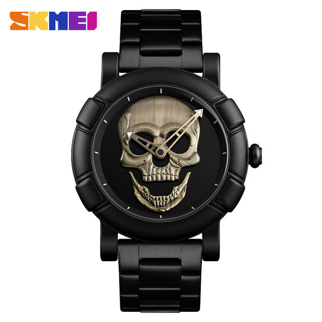 SKMEI 2018 Skull Quartz Men's Watch Men Creativity Watches Stainless Steel Male Water Resistant Wristwatch Relogio Masculino9178