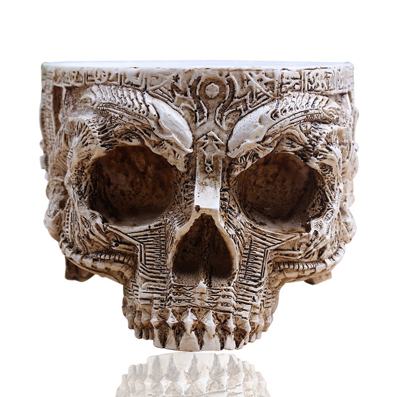 P-Flame White Antique Sculpture Human Skull Planter Garden Storage Pots Container Macetas Decoration Flower Pot For Home Decor