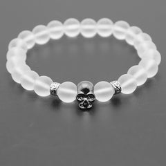 Black Beads Natural Stones Skull Bracelet For Women Lava Stone Beads Men Bracelet Black Lava Beads Bracelets Pulseras Mujer