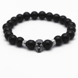 Black Beads Natural Stones Skull Bracelet For Women Lava Stone Beads Men Bracelet Black Lava Beads Bracelets Pulseras Mujer