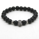 Black Beads Natural Stones Skull Bracelet For Women Lava Stone Beads Men Bracelet Black Lava Beads Bracelets Pulseras Mujer
