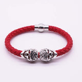 2017 Hot Selling Fashion Braided Leather Bracelets Gold Skull Bracelet Punk Wrap Bracelet Women Men