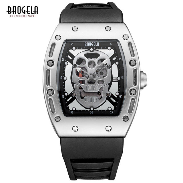 BAOGELA New Skull Men Watches Military Silicone Brand Pirate Hollow Watch Men Luminous Sports Wristwatch Relogio Masculino