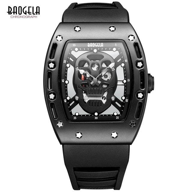 BAOGELA New Skull Men Watches Military Silicone Brand Pirate Hollow Watch Men Luminous Sports Wristwatch Relogio Masculino