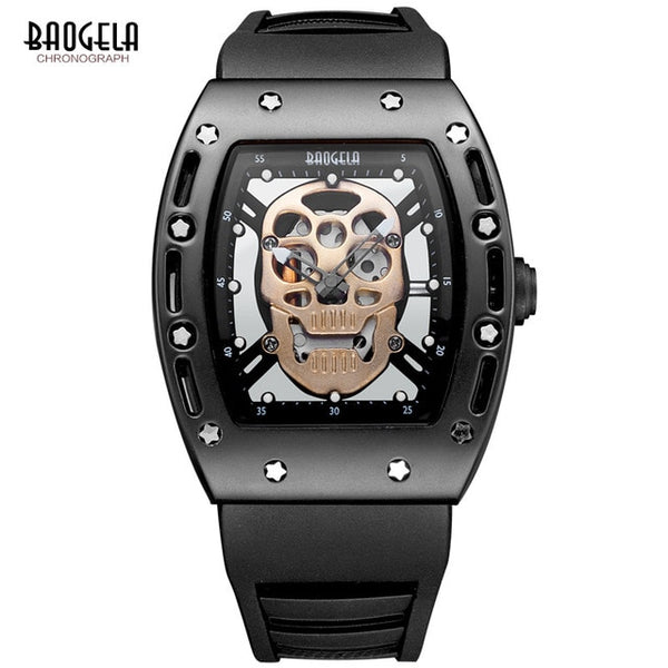 BAOGELA New Skull Men Watches Military Silicone Brand Pirate Hollow Watch Men Luminous Sports Wristwatch Relogio Masculino