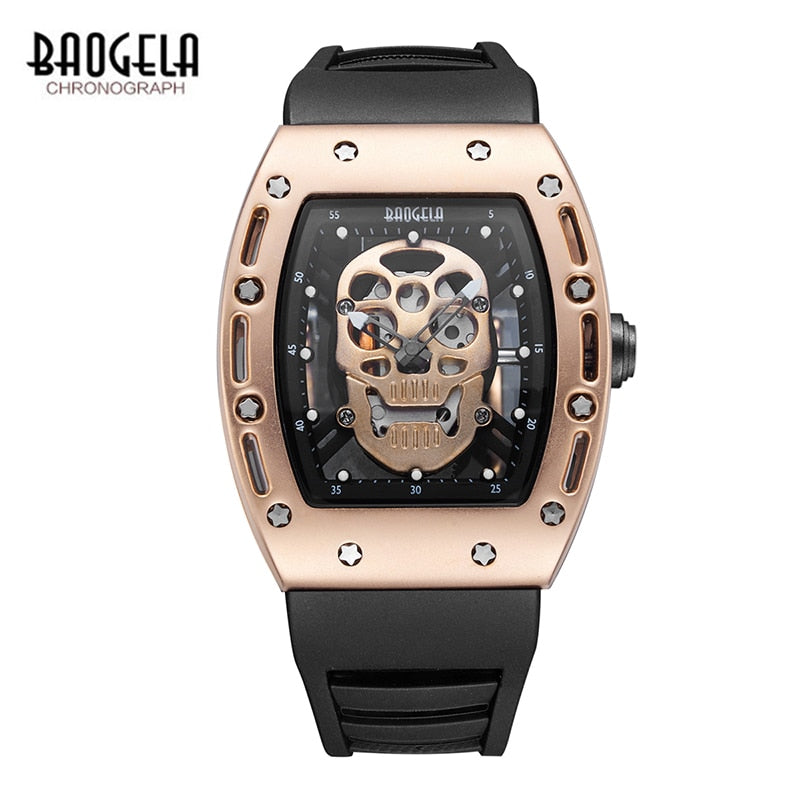 BAOGELA New Skull Men Watches Military Silicone Brand Pirate Hollow Watch Men Luminous Sports Wristwatch Relogio Masculino