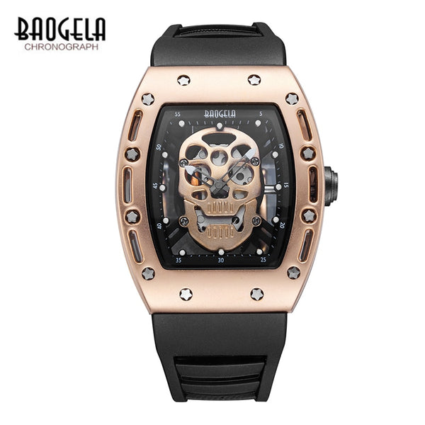 BAOGELA New Skull Men Watches Military Silicone Brand Pirate Hollow Watch Men Luminous Sports Wristwatch Relogio Masculino