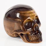 2 inch Handmade Natural tiger eye skull  Crystal Carved statue Realistic Feng shui healing Home Ornament art collectible