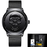 2018 Cool Punk 3D Skull Men Watch Brand LIGE Luxury Steel Quartz Male Watches Waterproof Retro Fashion Gold Black Clock Relogio