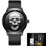 2018 Cool Punk 3D Skull Men Watch Brand LIGE Luxury Steel Quartz Male Watches Waterproof Retro Fashion Gold Black Clock Relogio
