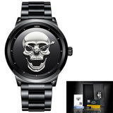 2018 Cool Punk 3D Skull Men Watch Brand LIGE Luxury Steel Quartz Male Watches Waterproof Retro Fashion Gold Black Clock Relogio