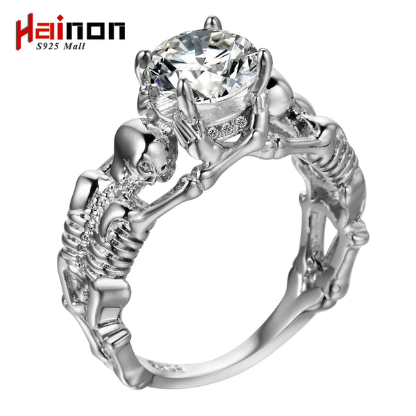 Ghost evil Skull skeleton Hand CZ Ring European and American Punk style Motor Biker Men Ring 2017 new skull men's jewelry
