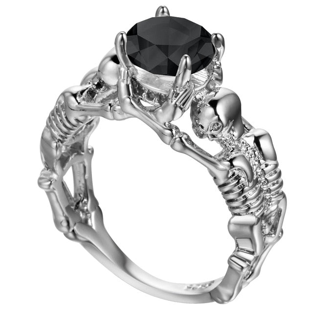 Ghost evil Skull skeleton Hand CZ Ring European and American Punk style Motor Biker Men Ring 2017 new skull men's jewelry