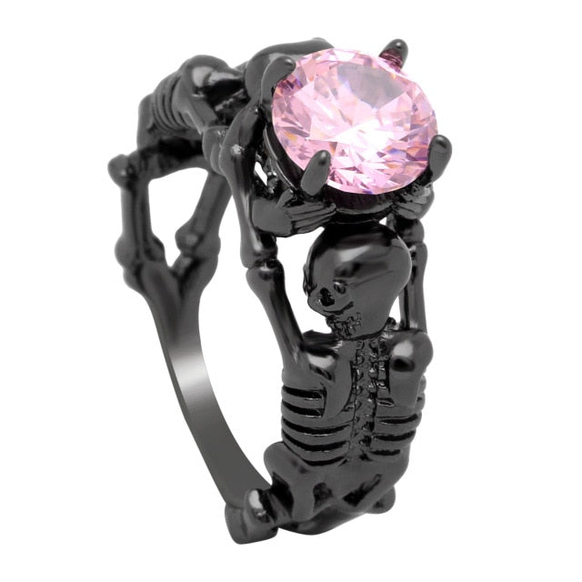Ghost evil Skull skeleton Hand CZ Ring European and American Punk style Motor Biker Men Ring 2017 new skull men's jewelry