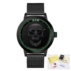 Men's Watch DOM Cool Bone Luxury Brand M-1231 Creative Clock Black Male Watch Skull Style Quartz Men Watches relogio masculino