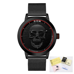 Men's Watch DOM Cool Bone Luxury Brand M-1231 Creative Clock Black Male Watch Skull Style Quartz Men Watches relogio masculino