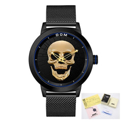 Men's Watch DOM Cool Bone Luxury Brand M-1231 Creative Clock Black Male Watch Skull Style Quartz Men Watches relogio masculino