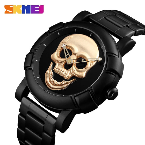 SKMEI 2018 Skull Quartz Men's Watch Men Creativity Watches Stainless Steel Male Water Resistant Wristwatch Relogio Masculino9178