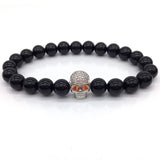 NAIQUBE Skull Men Bracelets 8mm Lava Beads Classic Simple Stone Beads Charm Bracelet For Men Jewelry Gift