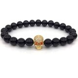 NAIQUBE Skull Men Bracelets 8mm Lava Beads Classic Simple Stone Beads Charm Bracelet For Men Jewelry Gift