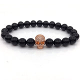 NAIQUBE Skull Men Bracelets 8mm Lava Beads Classic Simple Stone Beads Charm Bracelet For Men Jewelry Gift