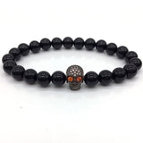 NAIQUBE Skull Men Bracelets 8mm Lava Beads Classic Simple Stone Beads Charm Bracelet For Men Jewelry Gift