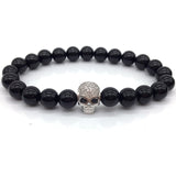 NAIQUBE Skull Men Bracelets 8mm Lava Beads Classic Simple Stone Beads Charm Bracelet For Men Jewelry Gift