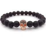 NAIQUBE Skull Men Bracelets 8mm Lava Beads Classic Simple Stone Beads Charm Bracelet For Men Jewelry Gift