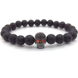 NAIQUBE Skull Men Bracelets 8mm Lava Beads Classic Simple Stone Beads Charm Bracelet For Men Jewelry Gift