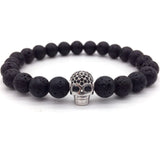 NAIQUBE Skull Men Bracelets 8mm Lava Beads Classic Simple Stone Beads Charm Bracelet For Men Jewelry Gift