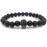 NAIQUBE Skull Men Bracelets 8mm Lava Beads Classic Simple Stone Beads Charm Bracelet For Men Jewelry Gift