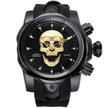2019 Men's Skull Quartz Watch Men Skeleton Creative Watches Rubber Male Clock Water Resistant Wristwatches Relogio Masculino