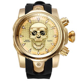 2019 Men's Skull Quartz Watch Men Skeleton Creative Watches Rubber Male Clock Water Resistant Wristwatches Relogio Masculino