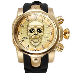 2019 Men's Skull Quartz Watch Men Skeleton Creative Watches Rubber Male Clock Water Resistant Wristwatches Relogio Masculino