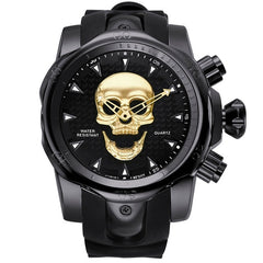 2019 Men's Skull Quartz Watch Men Skeleton Creative Watches Rubber Male Clock Water Resistant Wristwatches Relogio Masculino