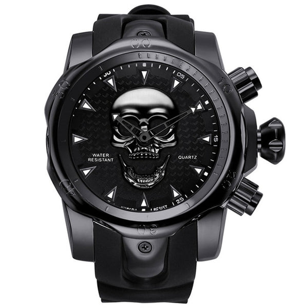 2019 Men's Skull Quartz Watch Men Skeleton Creative Watches Rubber Male Clock Water Resistant Wristwatches Relogio Masculino