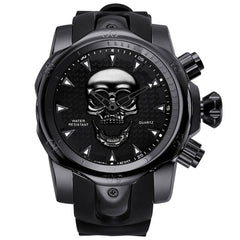 2019 Men's Skull Quartz Watch Men Skeleton Creative Watches Rubber Male Clock Water Resistant Wristwatches Relogio Masculino