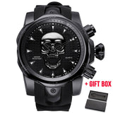 2019 Men's Skull Quartz Watch Men Skeleton Creative Watches Rubber Male Clock Water Resistant Wristwatches Relogio Masculino