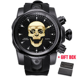 2019 Men's Skull Quartz Watch Men Skeleton Creative Watches Rubber Male Clock Water Resistant Wristwatches Relogio Masculino
